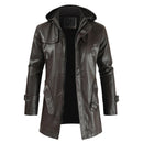 Jaqueta Longa de Couro com Capuz Masculina Sampaio®